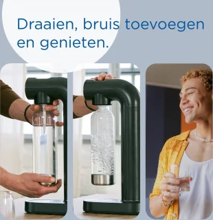 BRITA sodaONE bruiswatermachine zwart inclusief PET-fles en CO2-cilinder