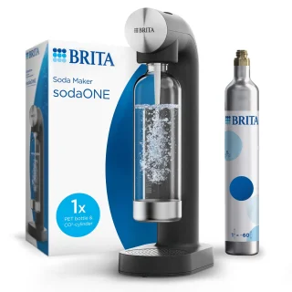 BRITA sodaONE bruiswatermachine zwart inclusief PET-fles en CO2-cilinder
