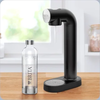 BRITA sodaONE bruiswatermachine zwart inclusief PET-fles en CO2-cilinder