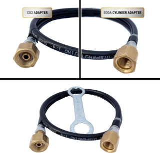 Complete set bruiswatermachine 1-lijn met CO2-fles en slangenset