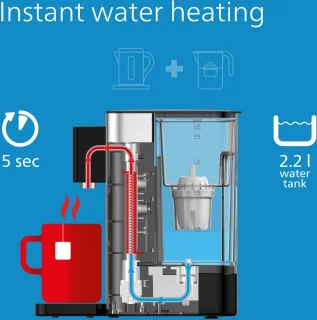 Elektronische waterdispenser zilver/zwart