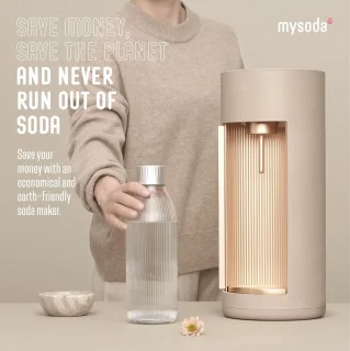 Mysoda Glassy Latte bruiswatertoestel biocomposiet alumnium inclusief flessen