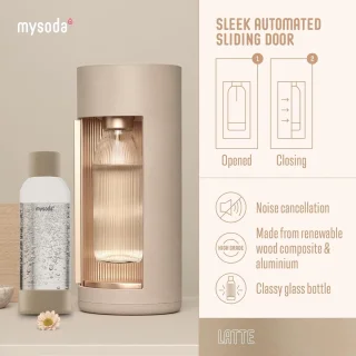 Mysoda Glassy Latte bruiswatertoestel biocomposiet alumnium inclusief flessen