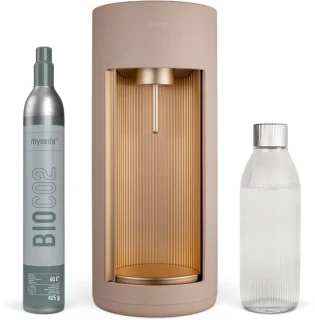 Mysoda Glassy Latte bruiswatertoestel met cilinder en glazen fles