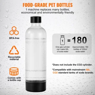 Soda Maker Starterkit met 1L PET-fles BPA-vrij Zonder CO2 Cilinder