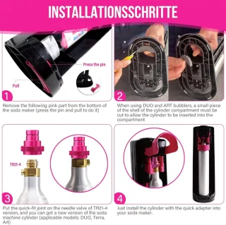 Sodastream F-QC1.0-P CO2-sneladapter 425g roze