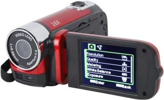 Handheld videocamera -Videocamera - Camcorder - Video Camera - Vlog Camera - 16x Zoom - HD1080P 16MP DV-camera,videocamera met 2,7 inch TFT draaibaar scherm en USB-kabel (rood)