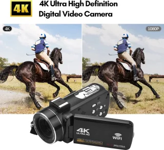 4K Ultra HD - Handycam Camcorder - 2 in 1 Set met Externe Microfoon - 42 Megapixels - HD digitale camera 18X Digitale Zoom - 3,0 inch Scherm met Flitser - Inclusief 2 Batterijen en Afstandsbediening - met 3 partners Auronic Statief