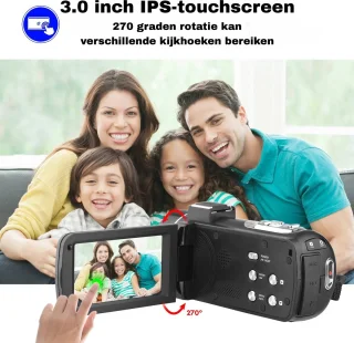 4K Ultra HD - Handycam Camcorder - 2 in 1 Set met Externe Microfoon - 42 Megapixels - HD digitale camera 18X Digitale Zoom - 3,0 inch Scherm met Flitser - Inclusief 2 Batterijen en Afstandsbediening - met 3 partners Auronic Statief