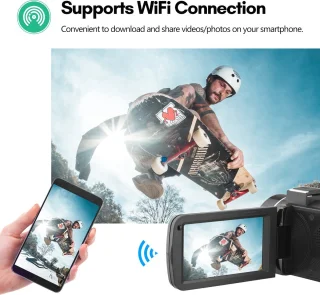 4K Ultra HD - Handycam Camcorder - 2 in 1 Set met Externe Microfoon - 42 Megapixels - HD digitale camera 18X Digitale Zoom - 3,0 inch Scherm met Flitser - Inclusief 2 Batterijen en Afstandsbediening - met 3 partners Auronic Statief