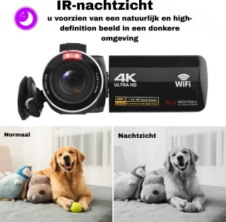 4K Ultra HD - Handycam Camcorder - 2 in 1 Set met Externe Microfoon - 42 Megapixels - HD digitale camera 18X Digitale Zoom - 3,0 inch Scherm met Flitser - Inclusief 2 Batterijen en Afstandsbediening - met 3 partners Auronic Statief