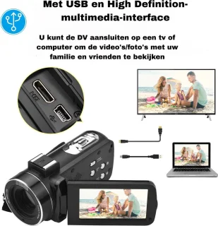 4K Ultra HD - Handycam Camcorder - 2 in 1 Set met Externe Microfoon - 42 Megapixels - HD digitale camera 18X Digitale Zoom - 3,0 inch Scherm met Flitser - Inclusief 2 Batterijen en Afstandsbediening - met 3 partners Auronic Statief