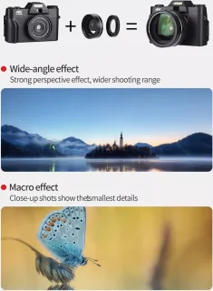 Trendy Digitale 4K Vlog Camera | Wi-Fi | 16 GB Geheugenkaart | 2 Extra Lenzen