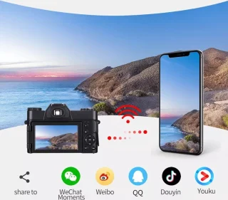 Trendy Digitale 4K Vlog Camera | Wi-Fi | 16 GB Geheugenkaart | 2 Extra Lenzen