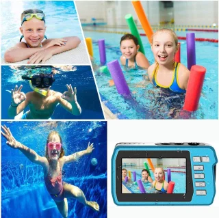 4K | UHD | 56MP | Dubbel Scherm Waterbestendig Digitale Camera | Met 16GB Geheugenkaart