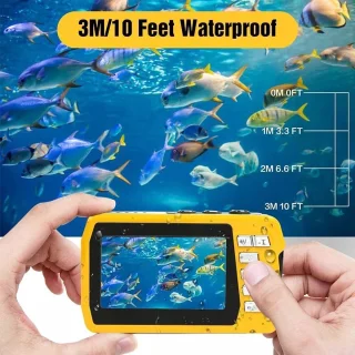 4K | UHD | 56MP | Dubbel Scherm Waterbestendig Digitale Camera | Met 16GB Geheugenkaart