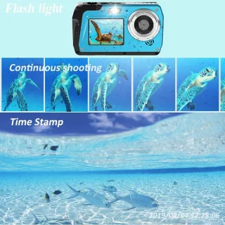 4K | UHD | 56MP | Dubbel Scherm Waterbestendig Digitale Camera | Met 16GB Geheugenkaart
