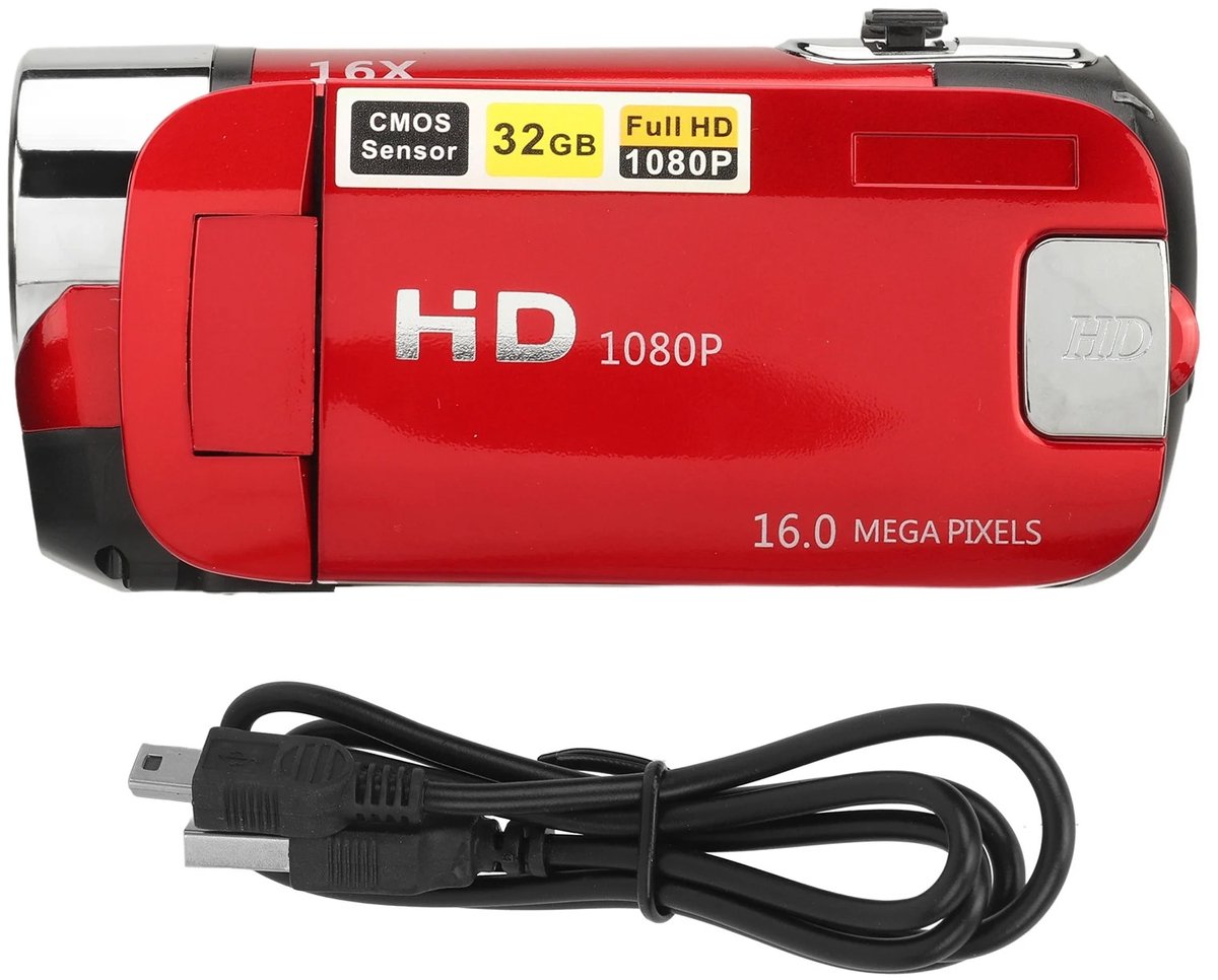 De 1080P Digitale Camera 16MP Rood met 2.4 Inch Draaibaar Scherm in één oogopslag