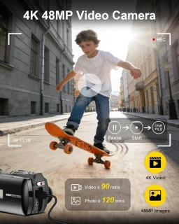4K camcorder - videocamera vlogcamera - zwart