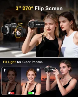 4K camcorder - videocamera vlogcamera - zwart