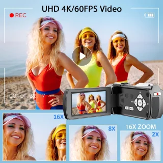 4K videocamera - digitale camcorder - zwart
