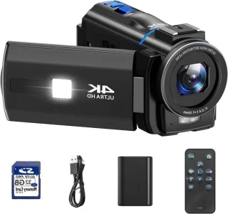 4k videocamera met ir-nachtzicht - zwart
