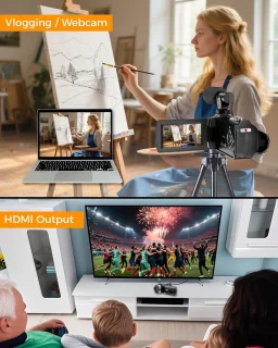 4K videocamera vlogcamcorder voor contentcreatie - zwart