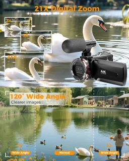 4K videocamera vlogcamcorder voor contentcreatie - zwart