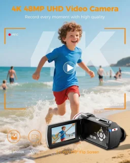 4K videocamera - vlogcamera camcorder - zwart