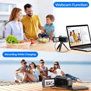 4K videocamera voor vloggen, IR-nachtzicht, zwart