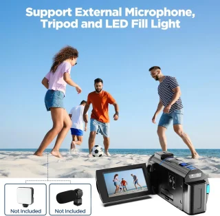 4K videocamera voor vloggen, IR-nachtzicht, zwart