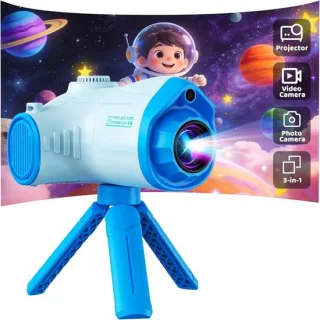 Blauwe kindercamera