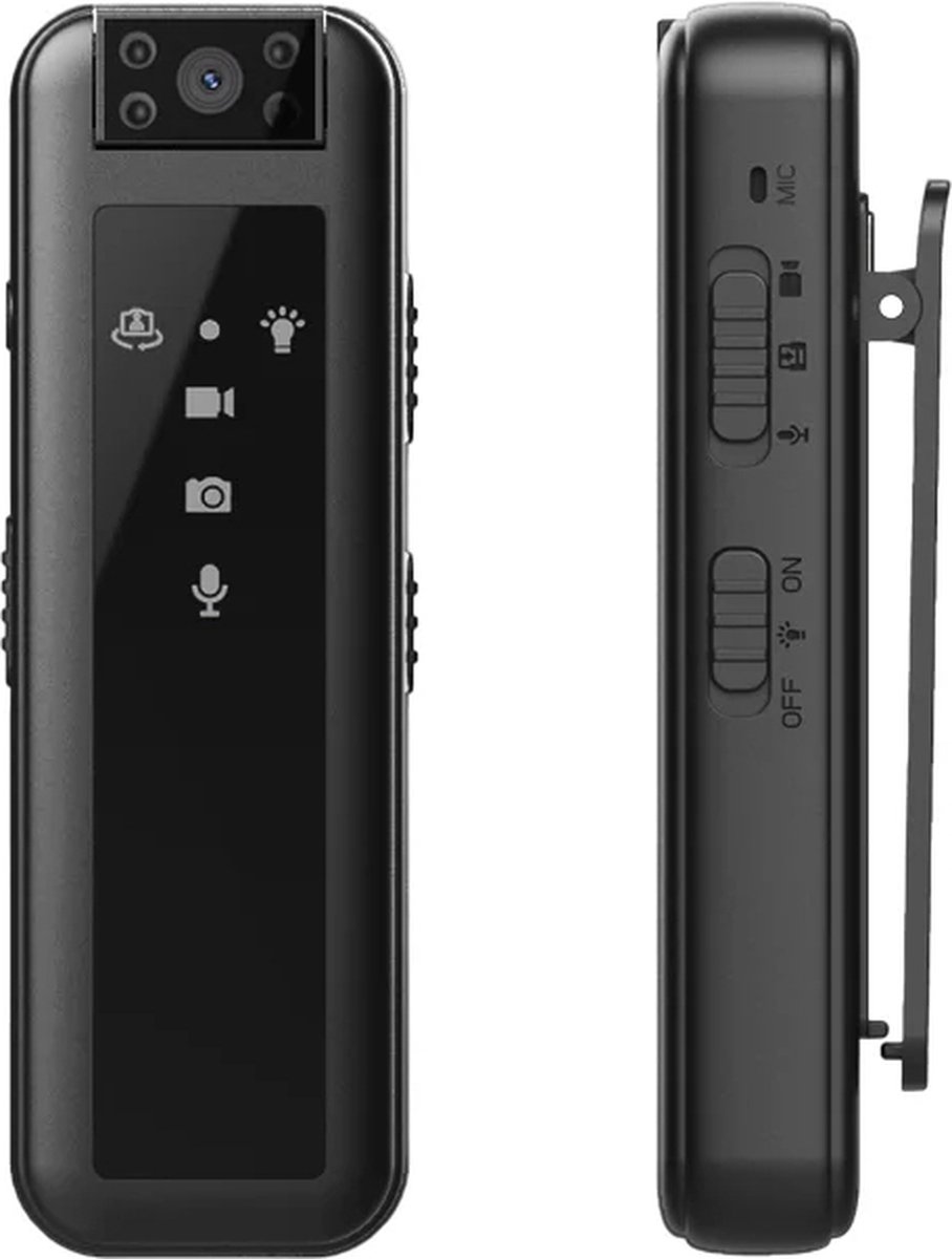 De Bodycam 1080P 180º Draaibare Lens Inclusief 128GB SD-kaart in één oogopslag