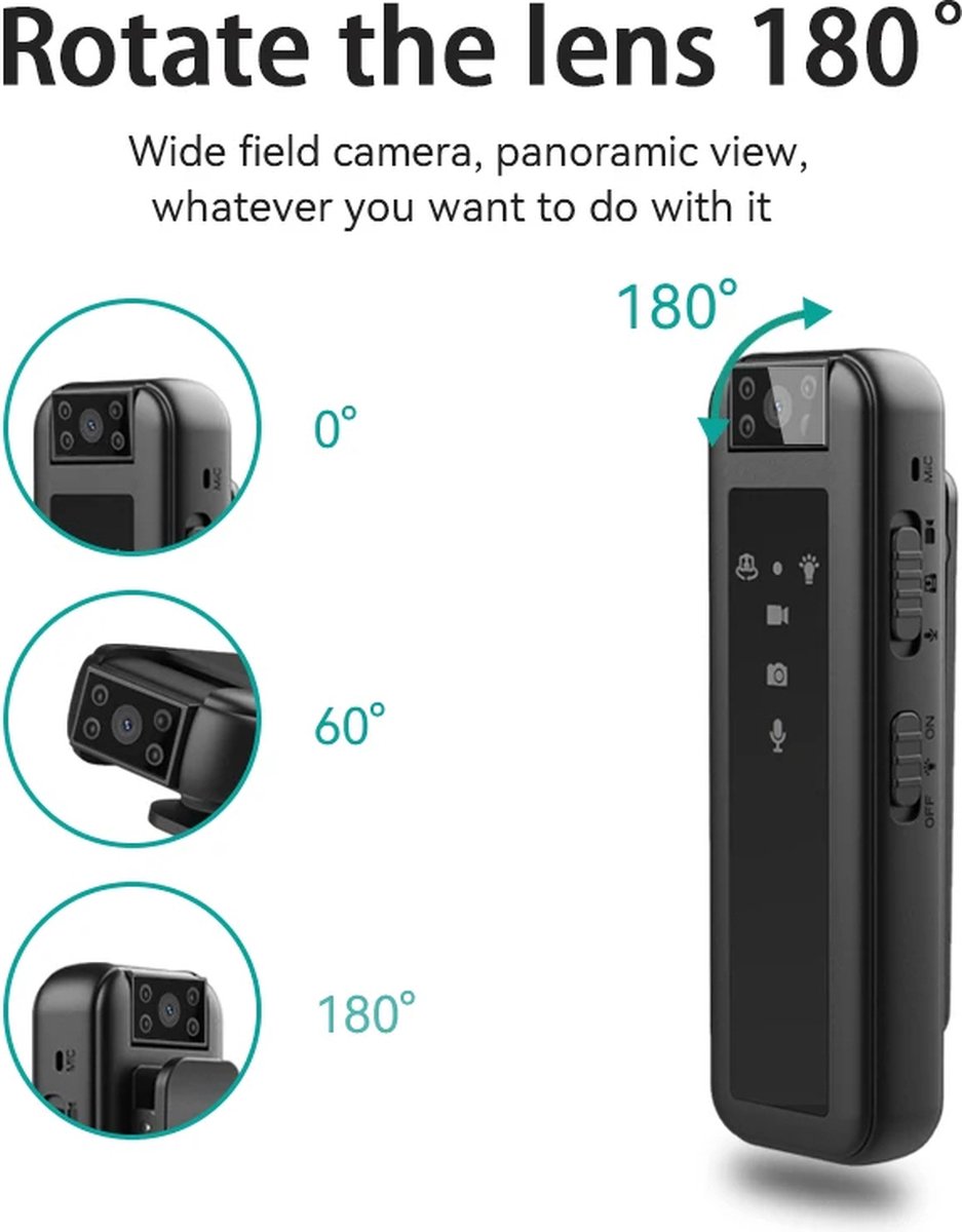 Wat vinden we goed aan de Bodycam 1080P 180º Draaibare Lens Inclusief 128GB SD-kaart