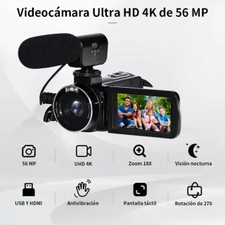 Camcorder 4K 2-in-1 Set Met Externe Microfoon
