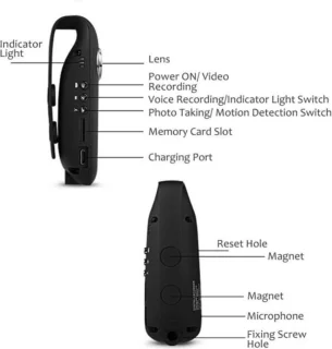 Centechia BodyCam HD 1080P Mini Camcorder Dash Camera US Plug
