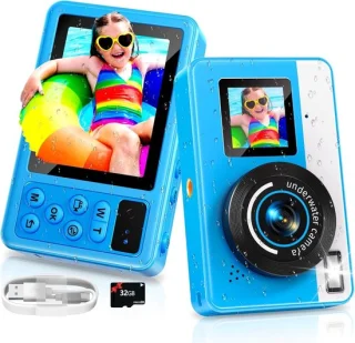 Digitale Camera - Compacte Camera - Onderwater Fotografie - Dubbel Scherm - 4K 48MP - Blauw