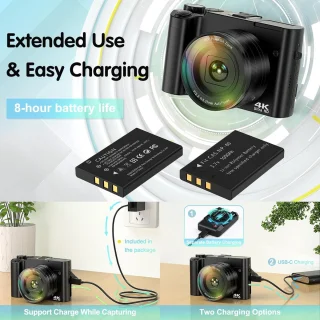 Digitale camera voor foto en video - zwart