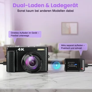 Digitale camera voor foto's en video's – zwart