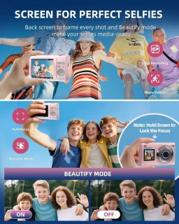 Digitale camera voor kinderen in roze