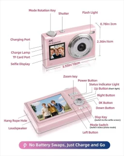 Digitale camera voor kinderen in roze