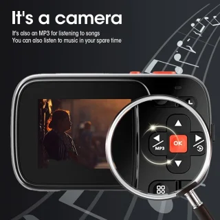 Digitale camera voor kinderen - Vlogcamera - zwart