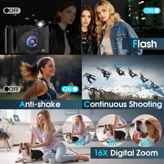 Digitale camera voor vloggen en fotograferen - zwart
