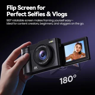 Digitale camera voor vlogs en contentcreatie – zwart