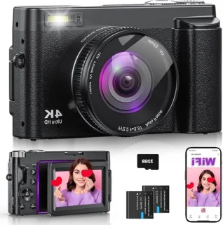 Digitale camera voor vlogs en foto en video – zwart