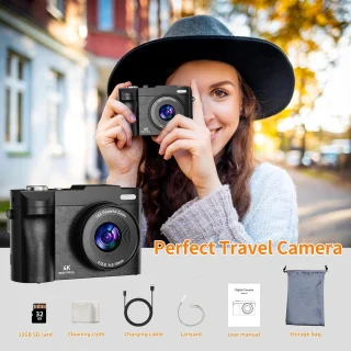 Digitale compactcamera voor vlogging in zwart