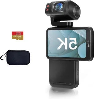 Draagbare videocamera – 5K camcorder met draaibaar touchscreen – zwart