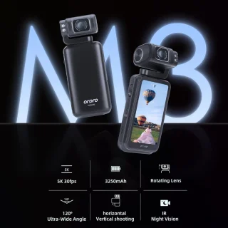 Draagbare videocamera – 5K camcorder met draaibaar touchscreen – zwart