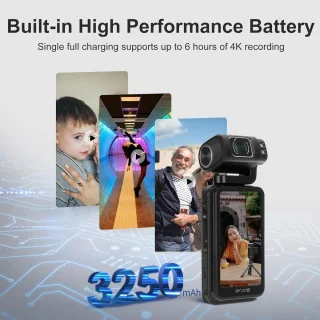 Draagbare videocamera – 5K camcorder met draaibaar touchscreen – zwart