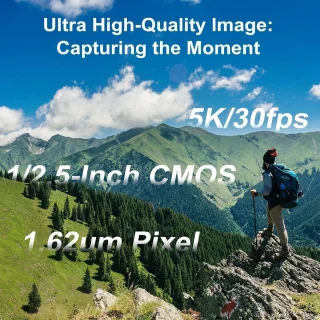 Draagbare videocamera – 5K camcorder met draaibaar touchscreen – zwart